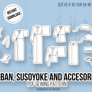 Juban, Susoyoke and Kimono Accesories and Underwear Sewing Pattern