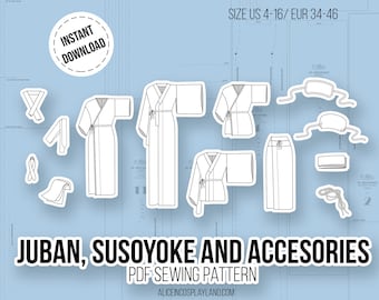 Juban, Susoyoke and Kimono Accesories and Underwear Sewing Pattern