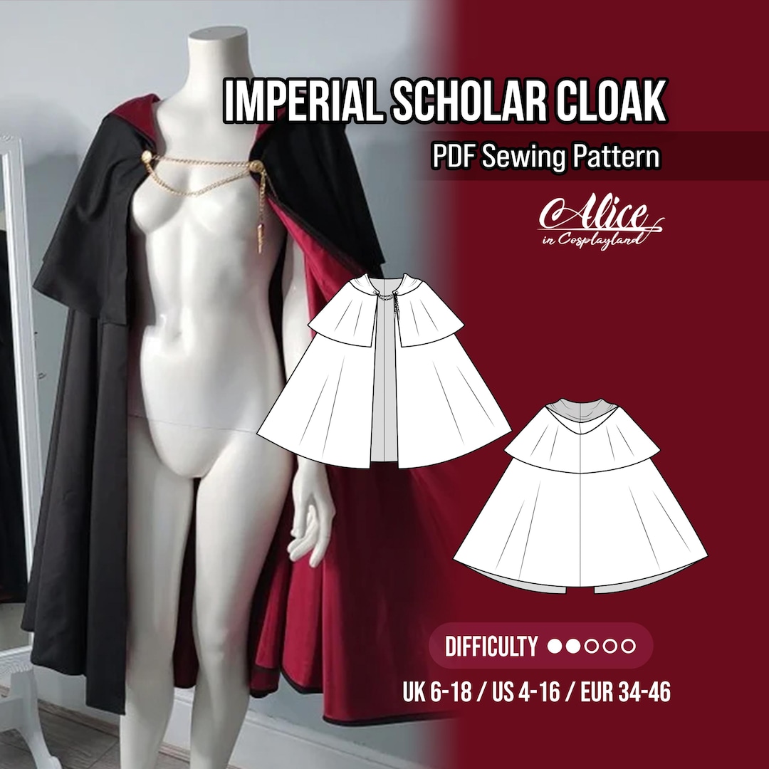 Imperial Scholar Full Circle Cloak Cosplay Sewing Pattern - Etsy Australia