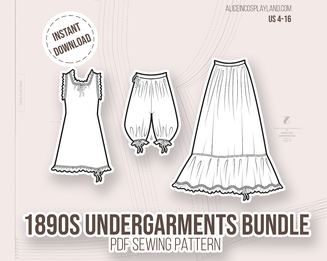 1890s Undergarments Bundle Historical Sewing Pattern -  Canada