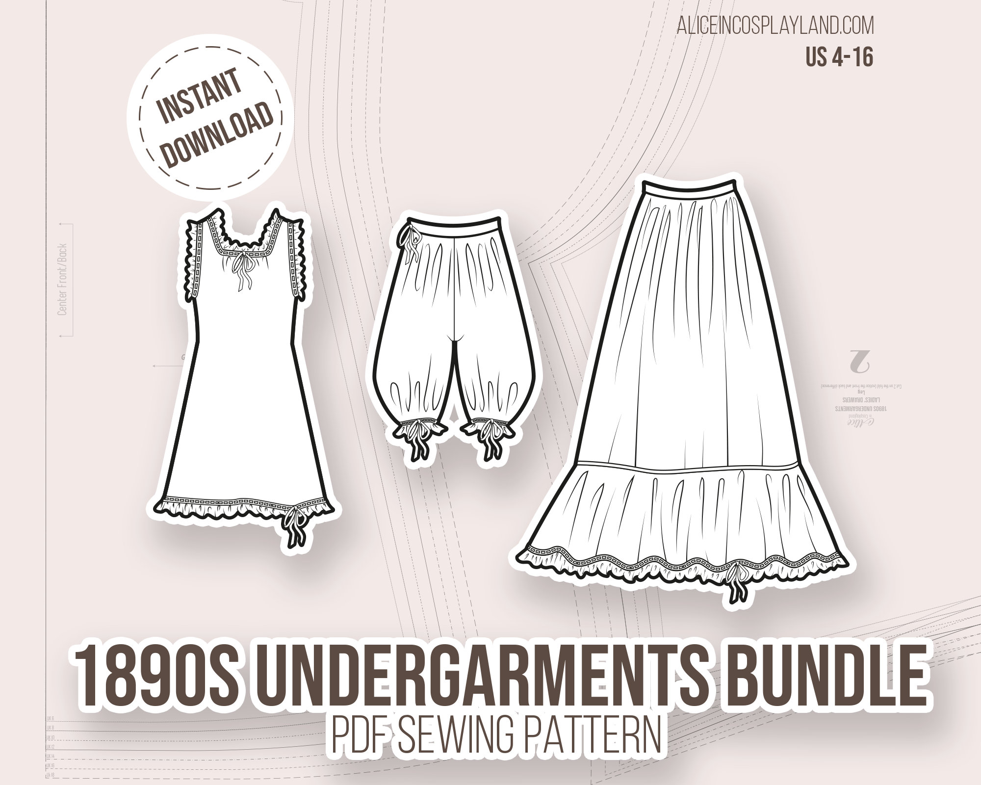 1890s Undergarments Bundle Historical Sewing Pattern 