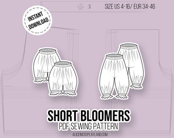 Elasticated Short Bloomers Sewing Pattern