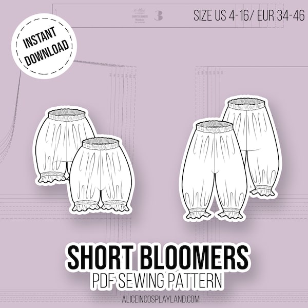 Elasticated Short Bloomers Sewing Pattern