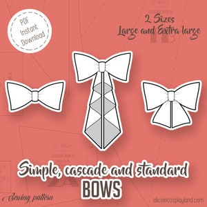 Bow Bundle. Simple bow, cascade bow and standard bow sewing patterns. Easy to sew