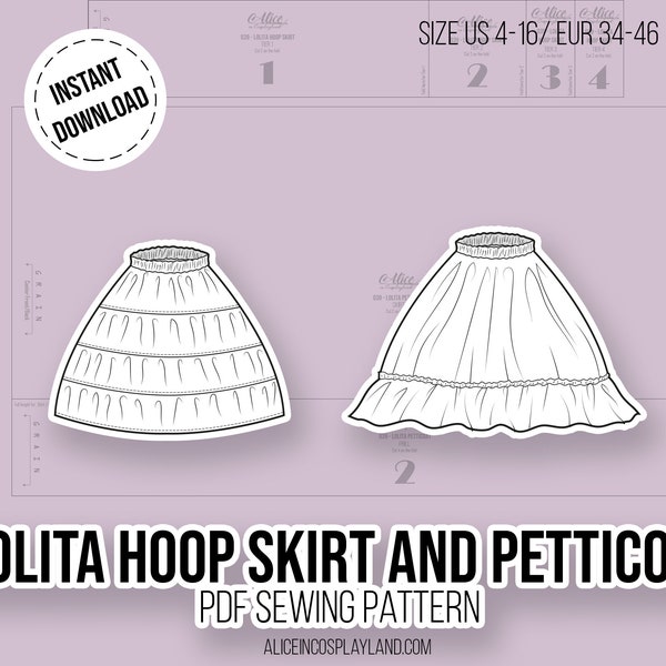 Patrón de costura de falda de aro y enagua de Lolita