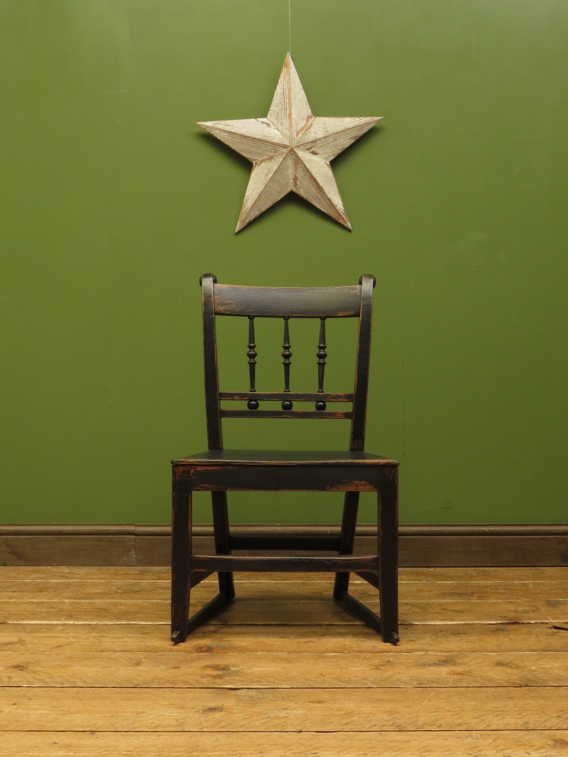 Small Antique Wooden Black Painted Chair Gothic Shabby Chic Etsy