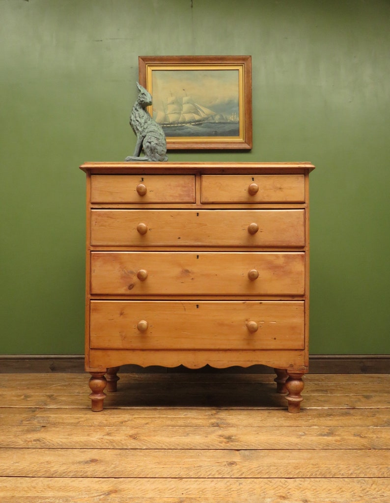 Antique Pine Chest Of Drawers Etsy