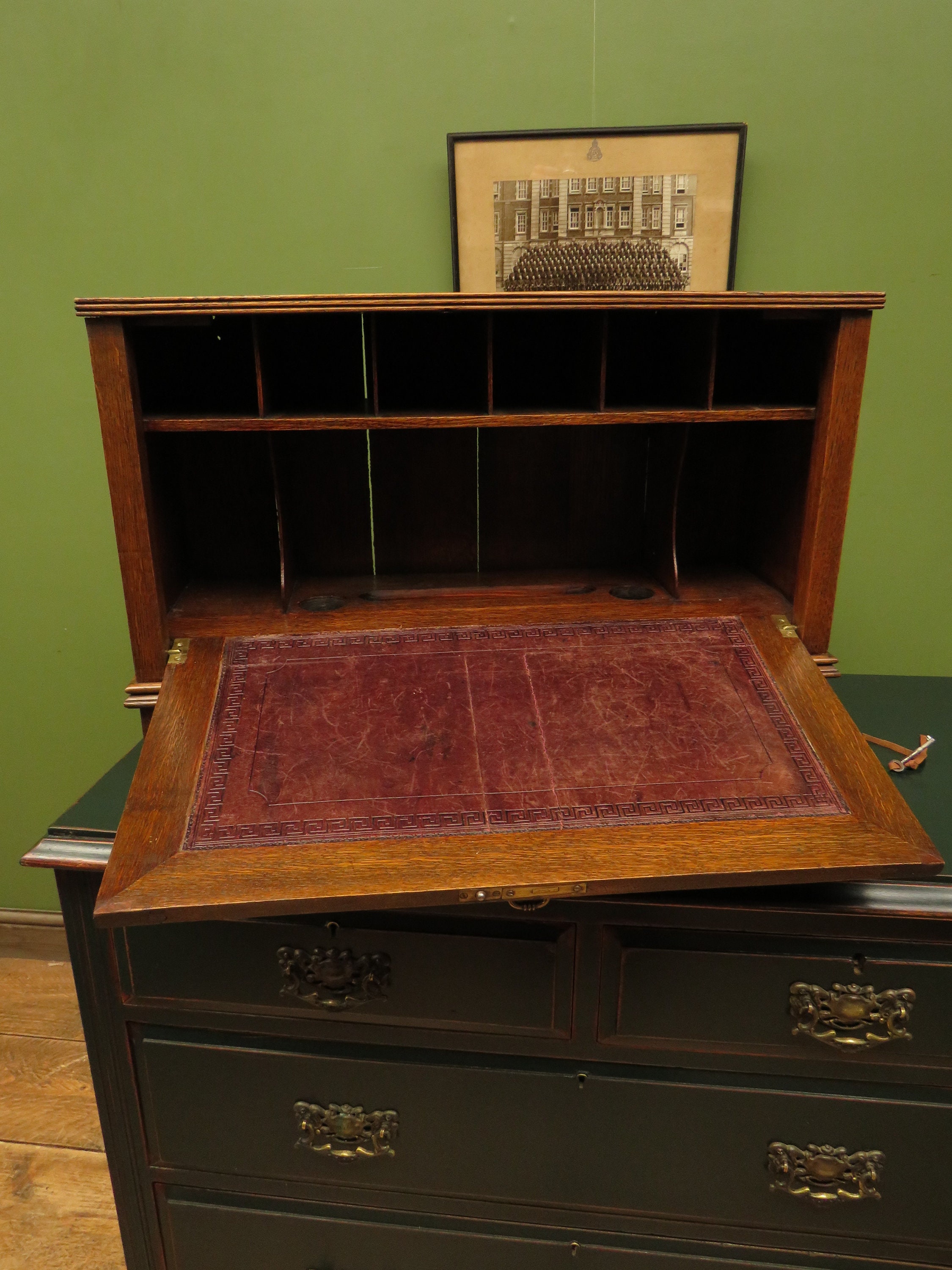 Antique Oak Stationary Desk Top Correspondence with Etsy