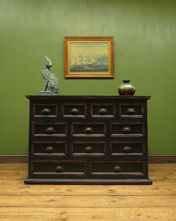 Black Merchants Chest Of Drawers Etsy