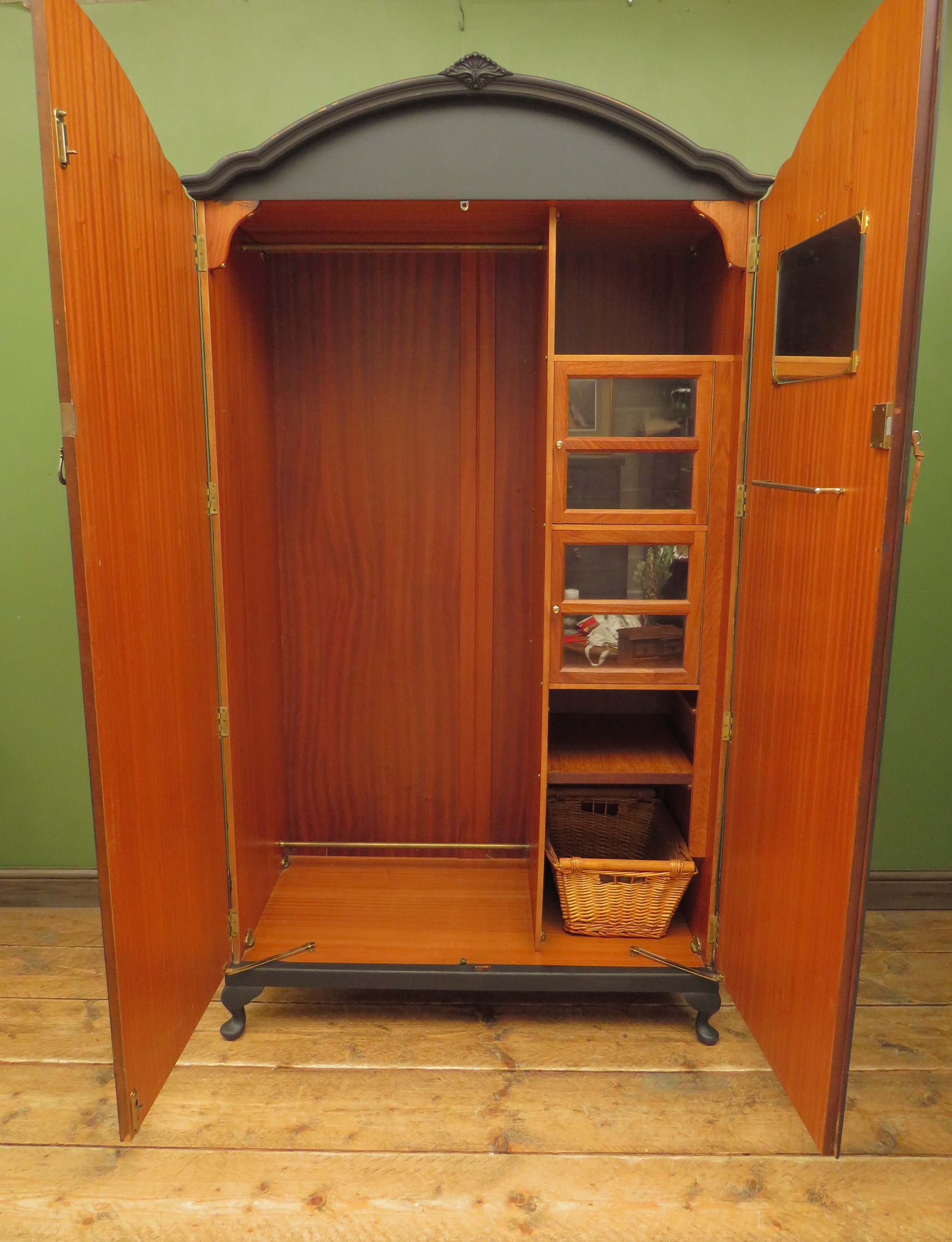 Vintage Black Painted 1950s Armoire Wardrobe Gothic Shabby Etsy