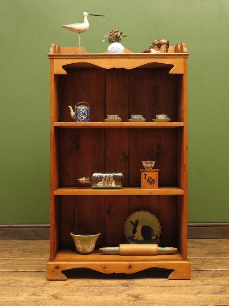 Victorian Pine Bookcase Shelves Narrow Alcove Shelves Etsy