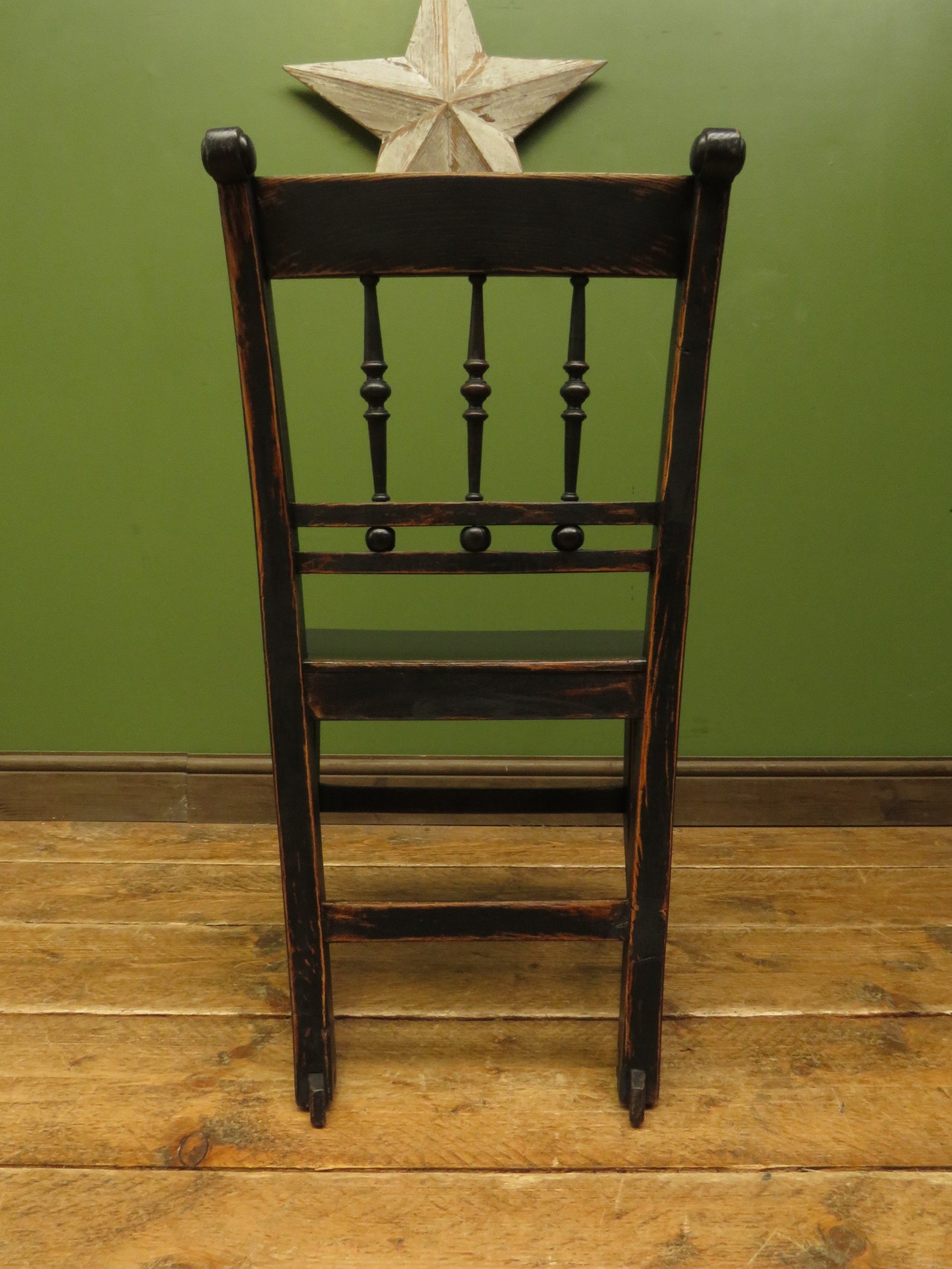 Small Antique Wooden Black Painted Chair Gothic Shabby Chic Etsy