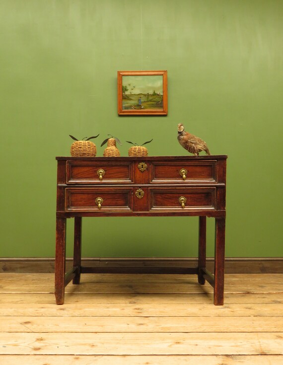 Antique Country House Lowboy Table With Drawers Adaptable Etsy