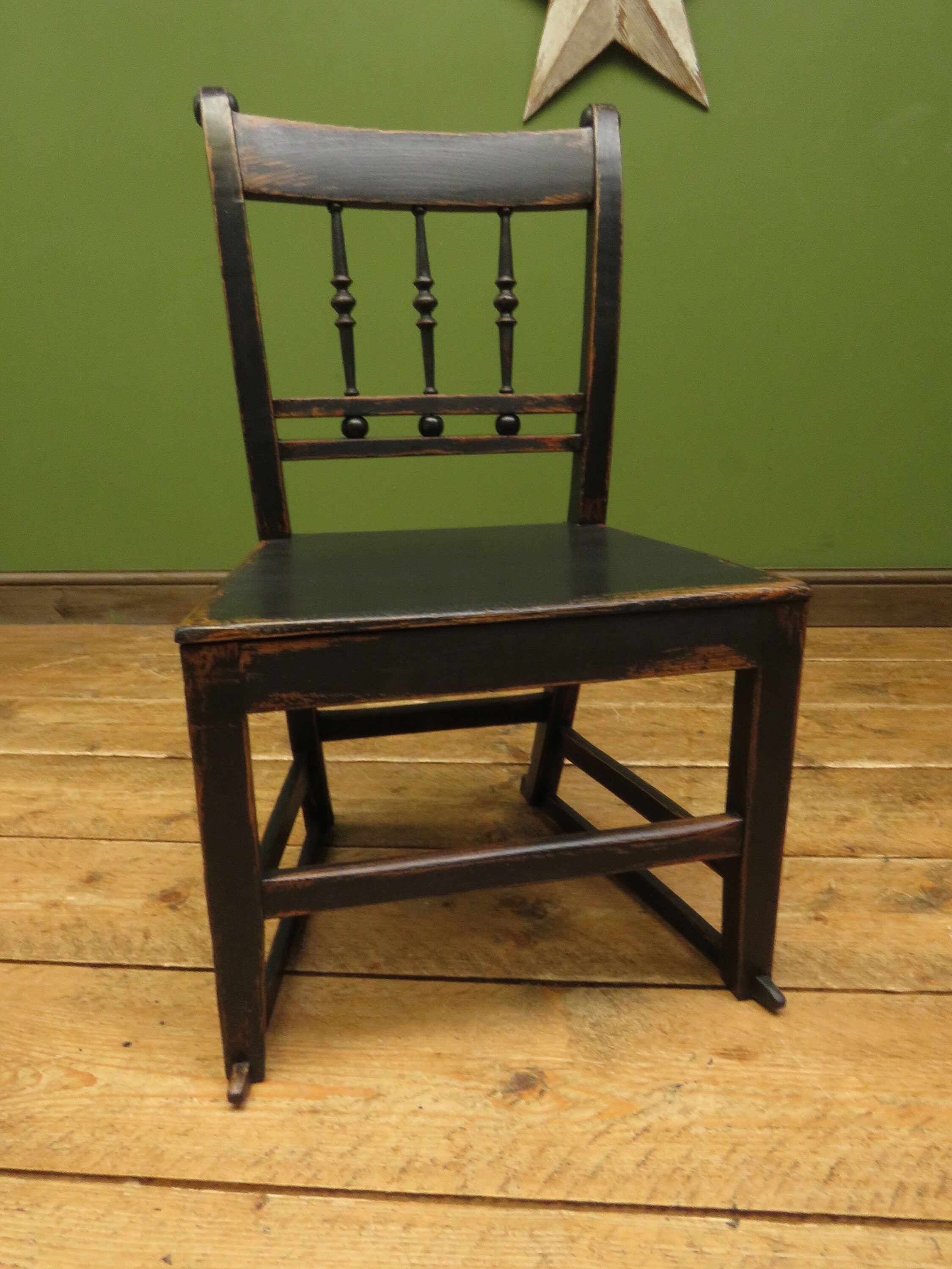 Small Antique Wooden Black Painted Chair Gothic Shabby Chic Etsy