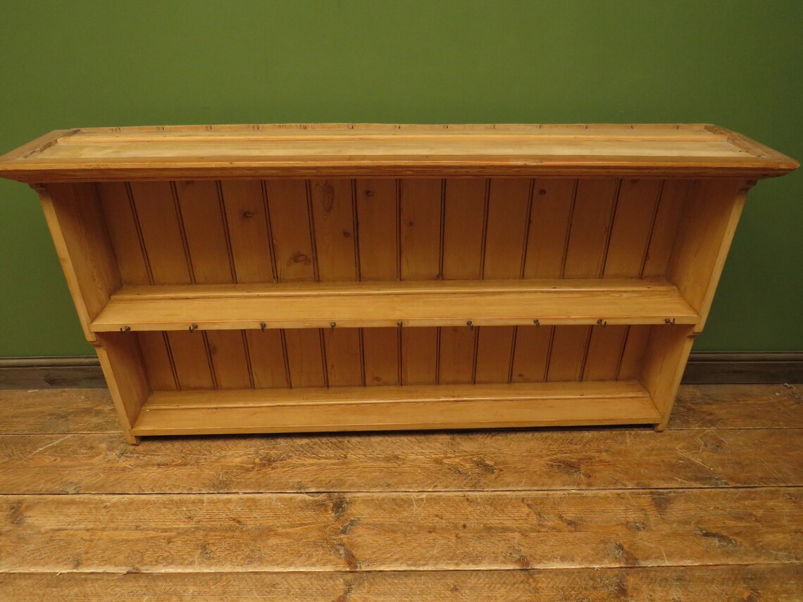 Antique Victorian Pine Kitchen Wall Shelves Large Solid Open Etsy