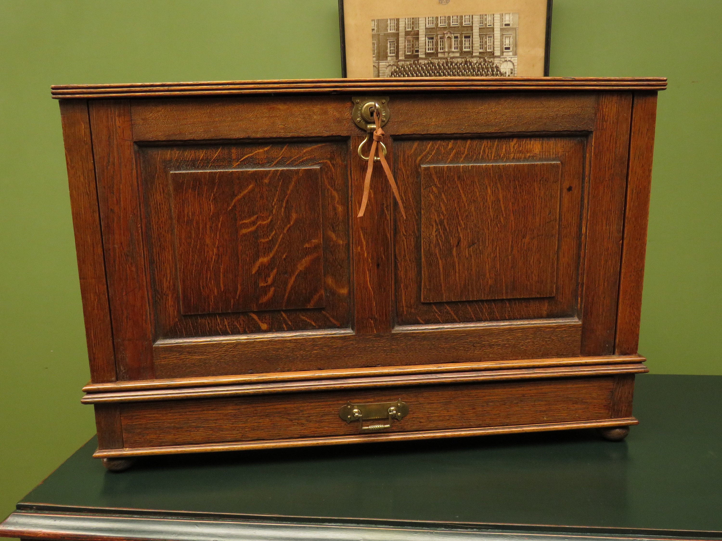 Antique Oak Stationary Desk Top Correspondence with Etsy