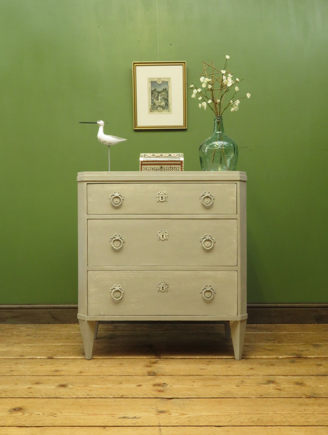 Small Antique Gustavina Style Grey Chest of Drawers Etsy UK
