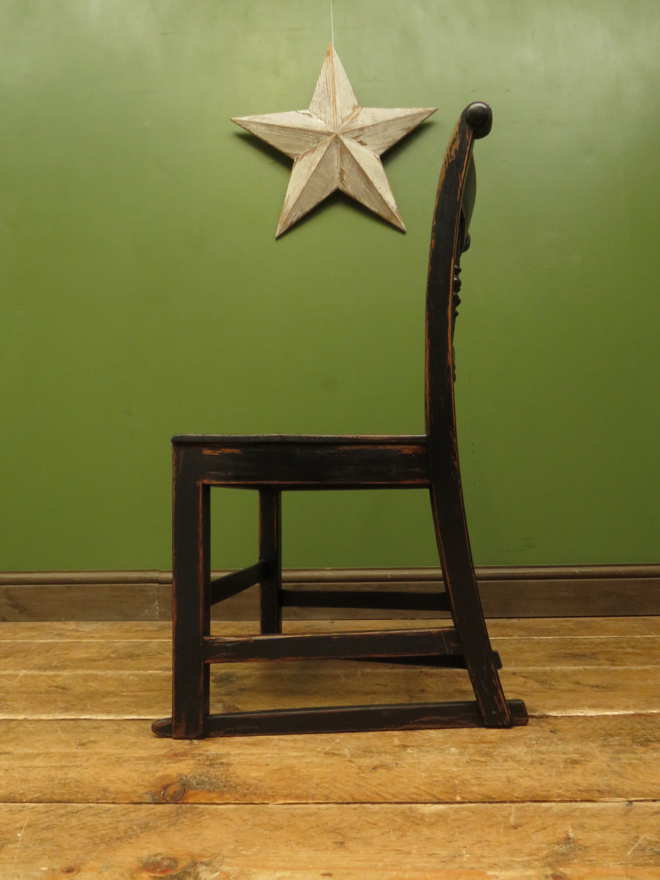 Small Antique Wooden Black Painted Chair Gothic Shabby Chic Etsy