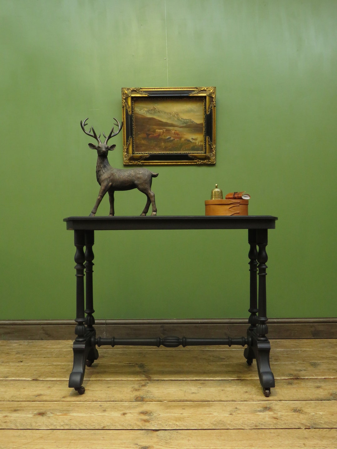 Antique Gothic Black Painted Console Table Sofa Table Etsy