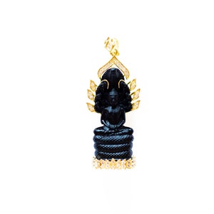 Borann „PROK NEAK“ Tamarindenholz Buddha | Khmer Meditierender Buddha Mucalinda 7-Köpfiger Naga König Buddha für Schutz