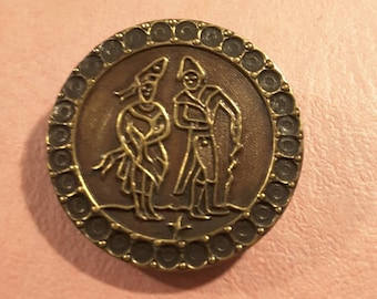 Vintage metal champleve button