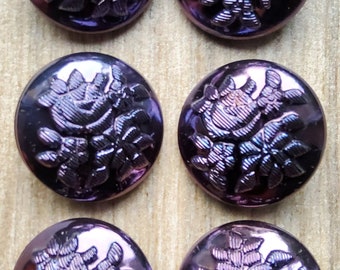 Purple metallic Czech glass buttons.