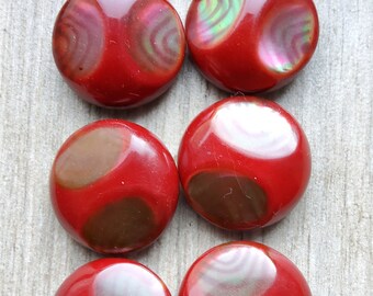 Vintage set of six large celluloid 1930's buttons.