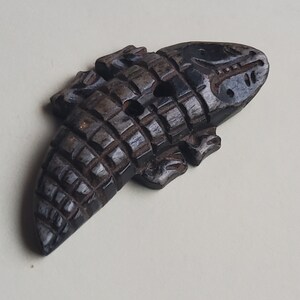 Hand crafted buffalo bone button of lizard. image 4