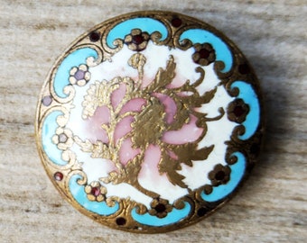 Vintage PARIS early 1900's enamel button.