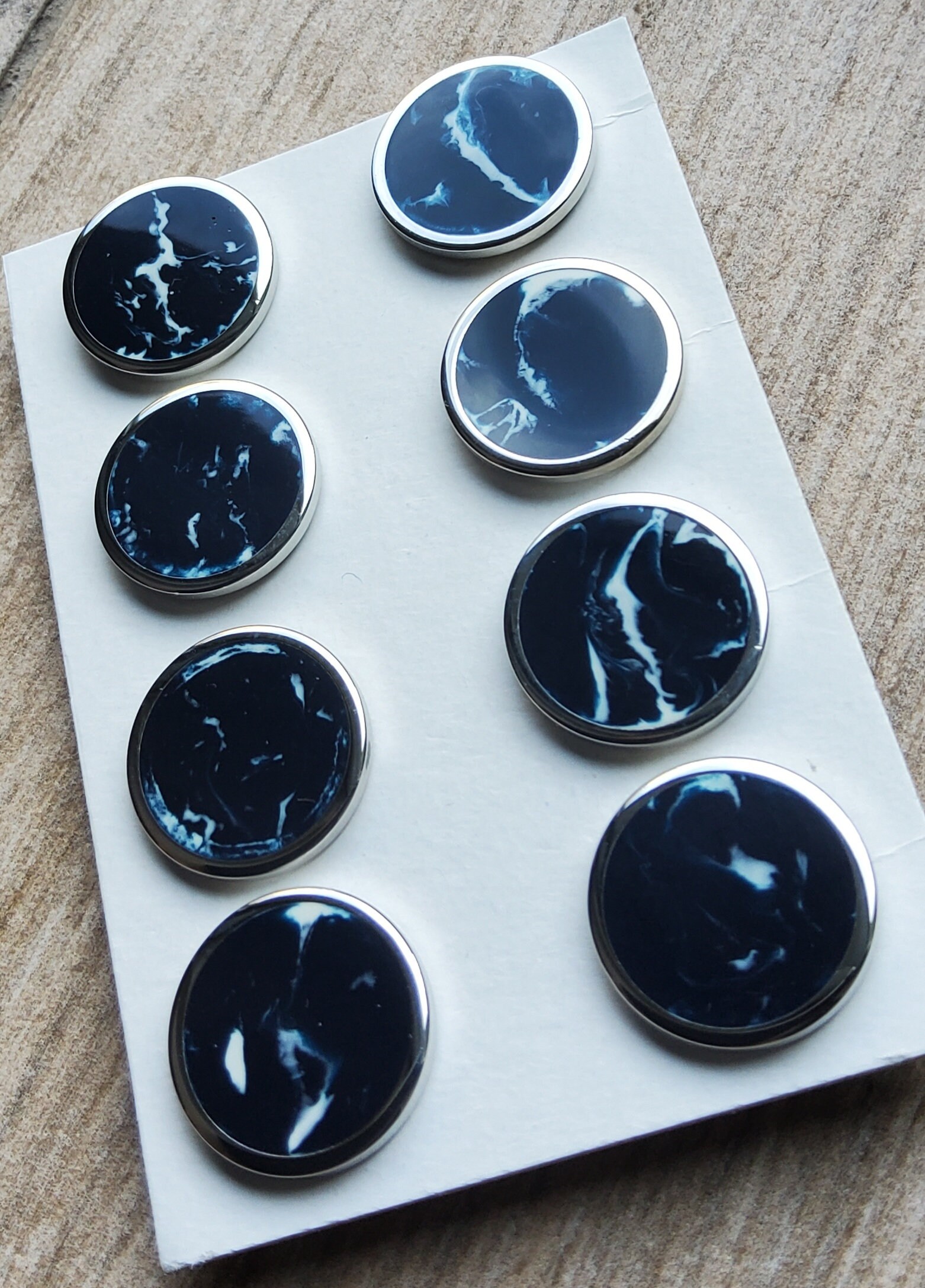 Vintage Set of Eight Metal Marble Effect Buttons. - Etsy