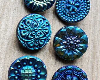 Vintage assorted collection of Czech glass buttons.