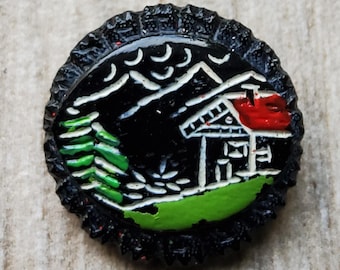 Vintage 1930's Austrian hand painted glass button.