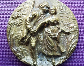 Early 1900's large brass sporting button.