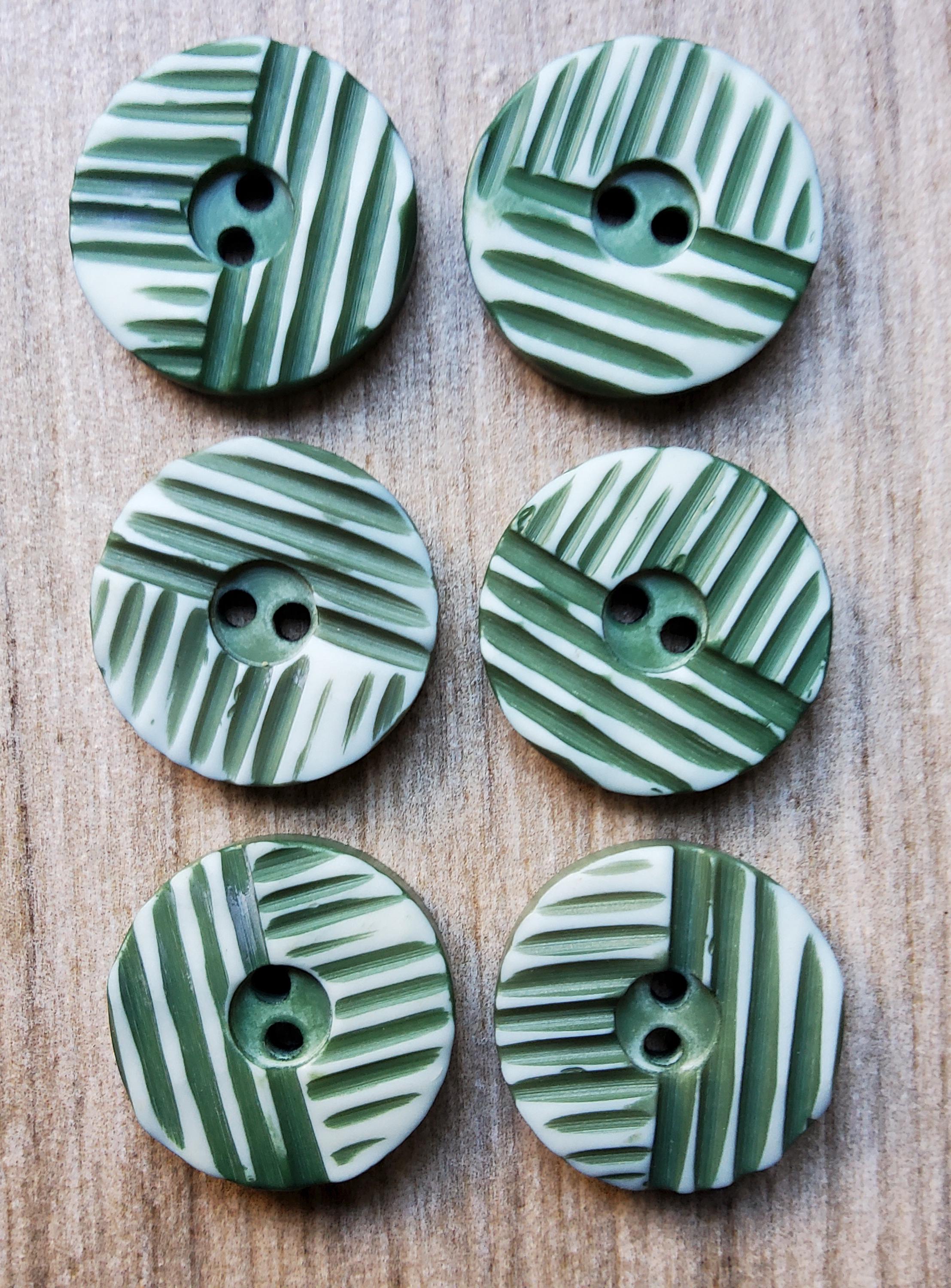 Lot De 9 Boutons Vintage 26 Mm - Plastique Vert Marbré - Pour Manteaux, Vestes, Créations
