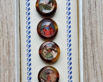 Conjunto vintage de seis botões elegantes para colete de caça.