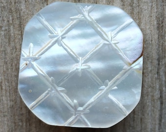 Vintage 1900's large engraved Mother of pearl button.