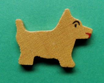 Vintage 1930's Arts and Craft wooden scottie dog button.