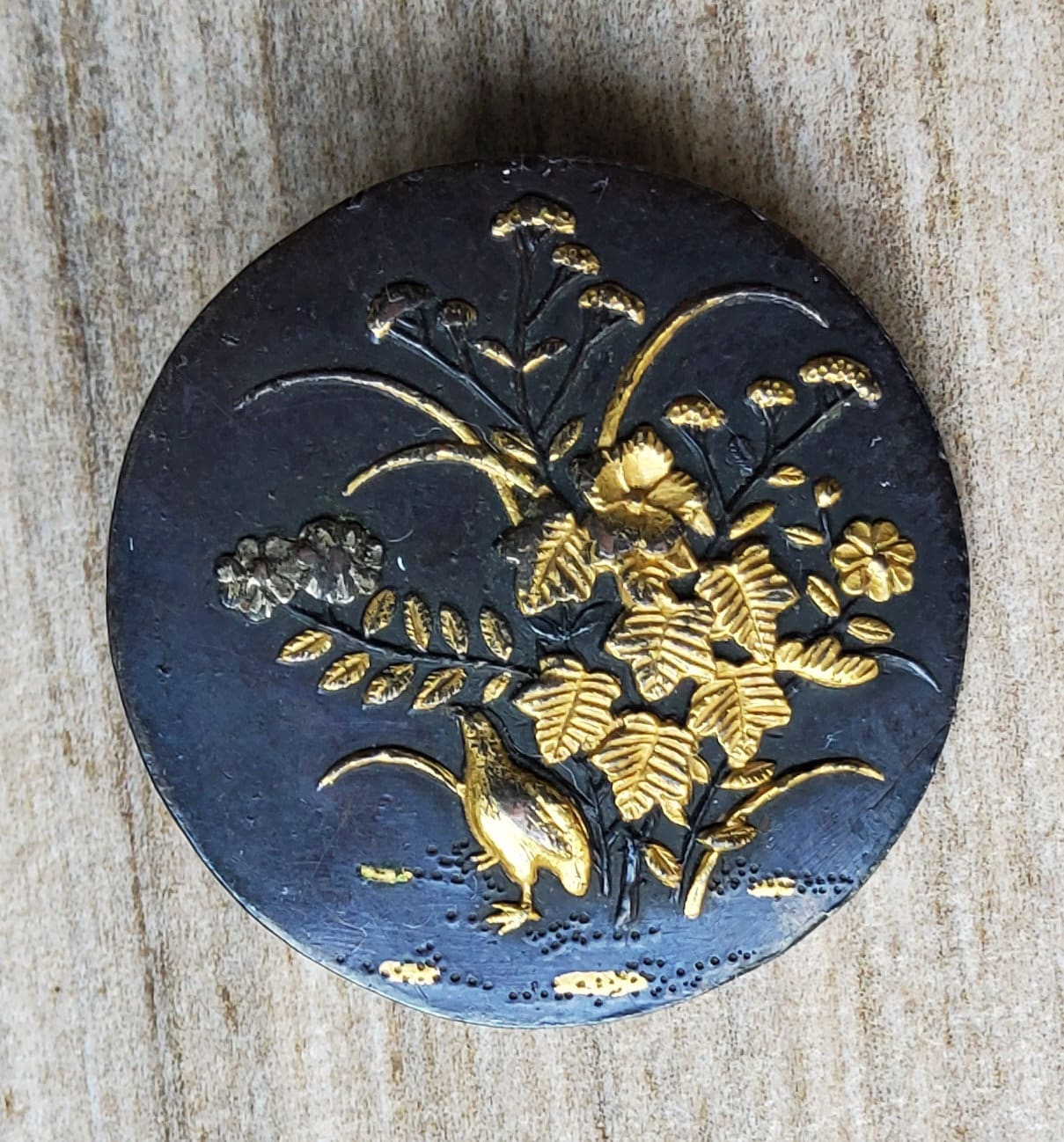 Shakudo Japanese Bronze Antique Button (circa 1880's) - Etsy