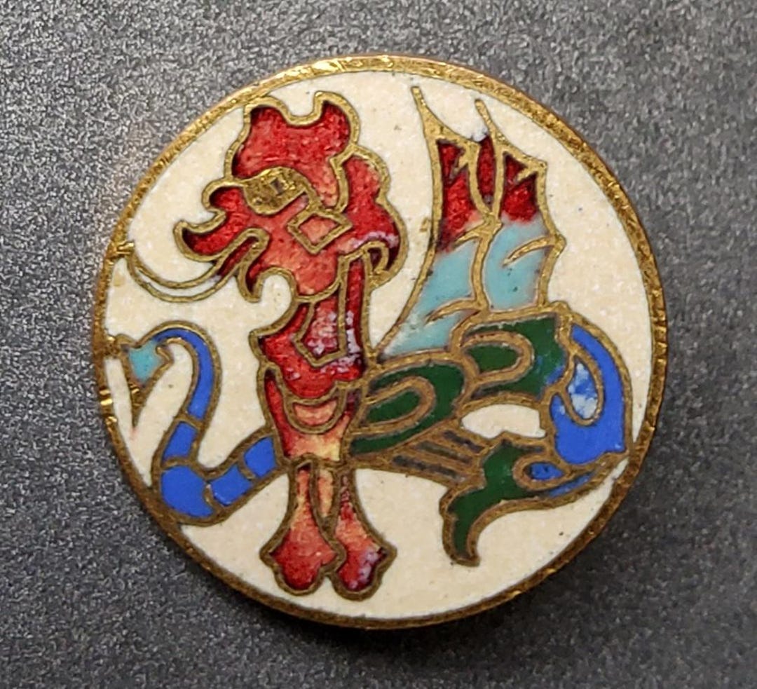 Vintage Early 1900's Champleve Enamel Dragon Button. - Etsy