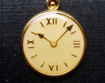 Vintage metalen en geëmailleerde zakhorlogeknop.