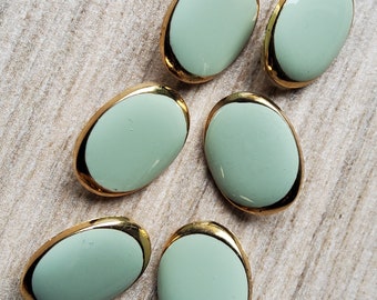 Vintage 1950's set of six jade and gold buttons.