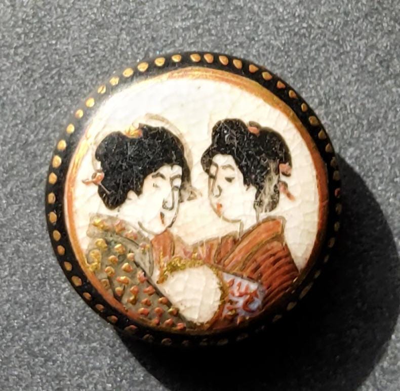 Vintage Late 1800's Hand Painted Small Satsuma Button. - Etsy