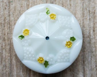 Vintage 1930-40's painted glass button.