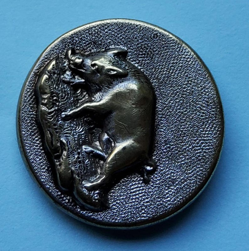 Vintage Early 1900's Paris Wild Boar Sporting Button. - Etsy