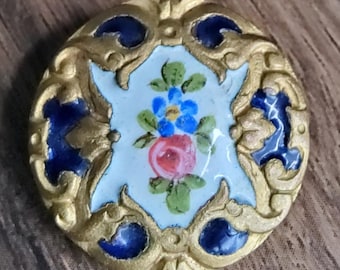 Early 1900's Paris Backed Hand Painted Enamel Button. - Etsy