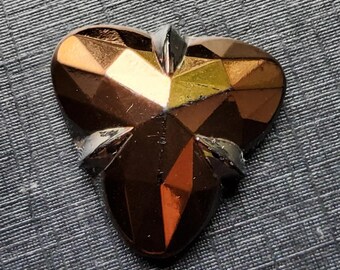 Vintage 1920's faceted bronze and silver glass button.