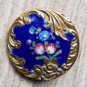 Vintage early 1900's Paris back enamel button. image 1