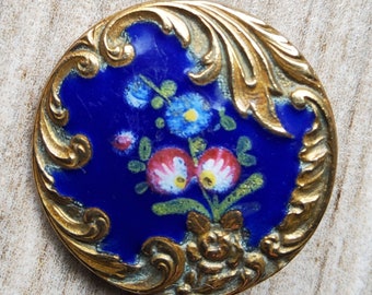 Vintage early 1900's Paris back enamel button.