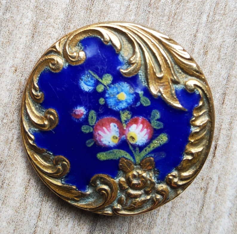 Vintage early 1900's Paris back enamel button. image 1