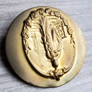 Large brass stamped button of Queen Louise. image 4